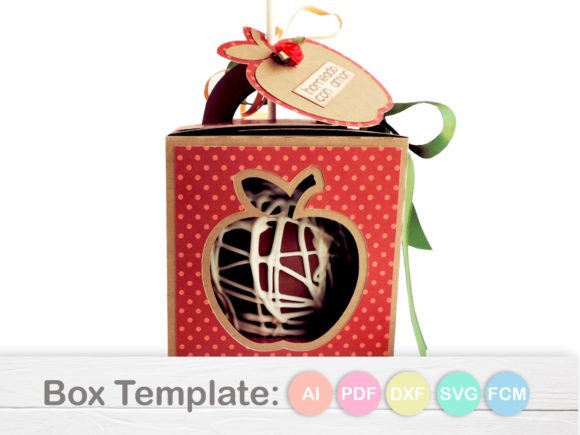 Caramel Apple Box Template: 3D SVG Shapes