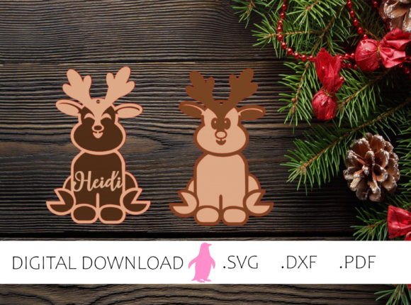 Custom Name Reindeer 3D SVG for Christmas Branding