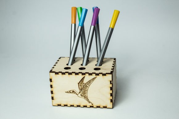 Dinosaur Pen Holder: 3D SVG for Kids Crafts