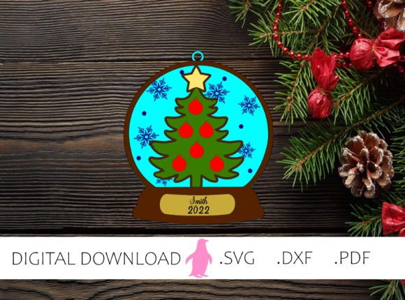 Family Name Snowglobe Ornament 3D SVG for Christmas