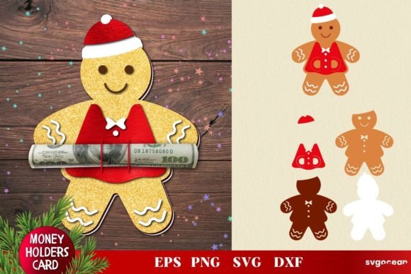 Gingerbread Man Money Holder 3D SVG for Christmas
