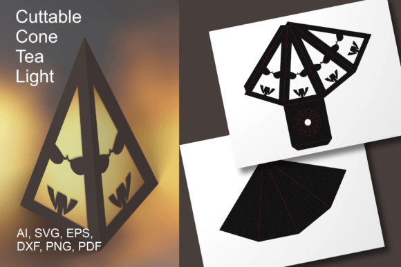 Halloween Faces Tea Light Shade Template: 3D SVG Shapes