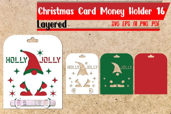 Holly Jolly Money Holder 3D SVG for Christmas Crafts