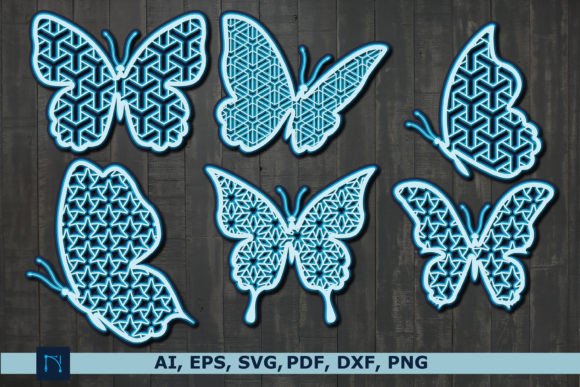 Layer Butterfly Paper Cut SVG Bundle: 3D SVG Shapes