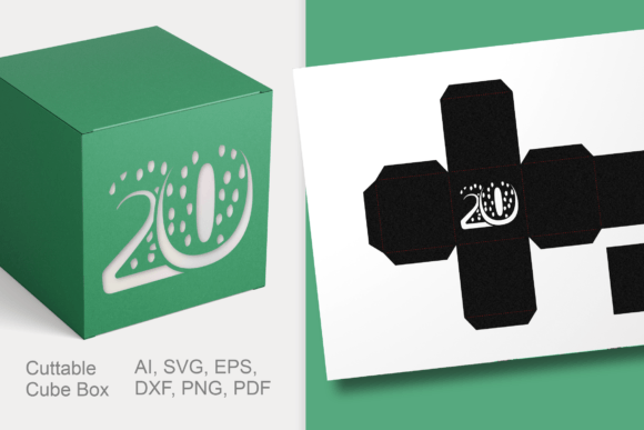 Number 20 Cube Gift Box Template SVG: 3D SVG Review