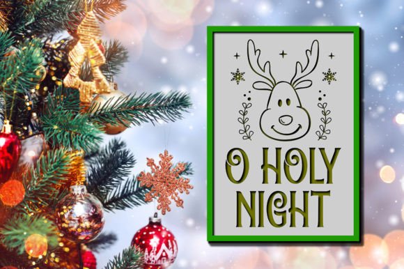 O Holly Night Card SVG Santa: 3D SVG for Christmas