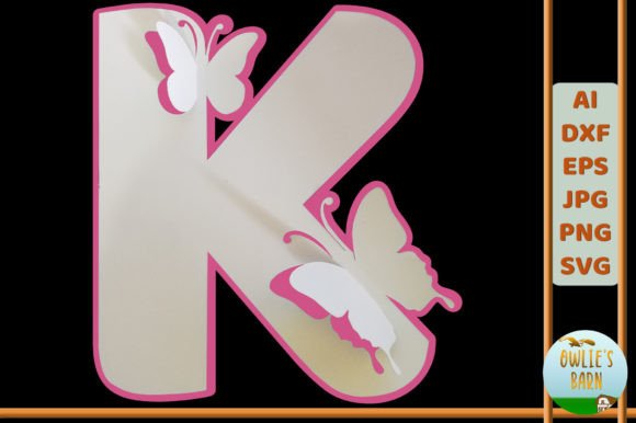 Popup Butterfly Monogram K: 3D SVG Shapes for Branding