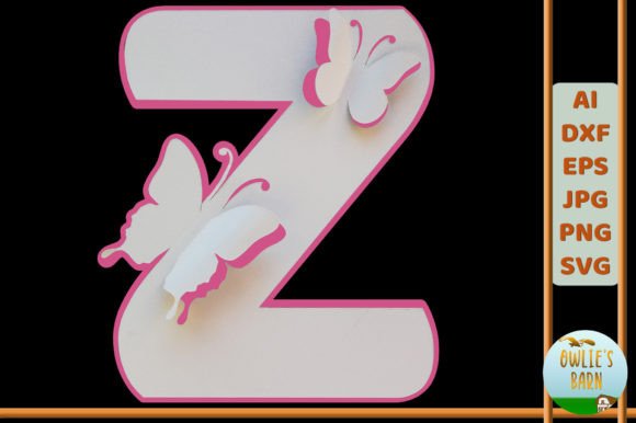 Popup Butterfly Monogram Z: 3D SVG Shapes for Editorial Design