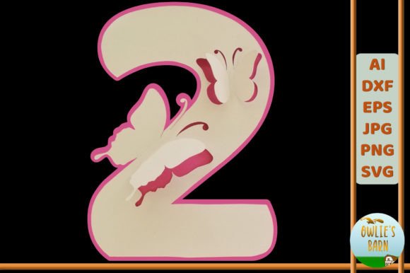 Popup Butterfly Number 2: 3D SVG for Birthdays
